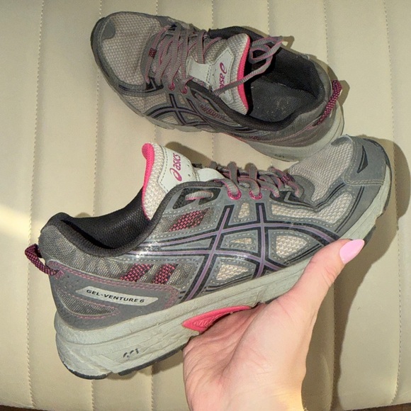 Asics Shoes - Asics Gray and Pink Athletic Sneakers 7.5